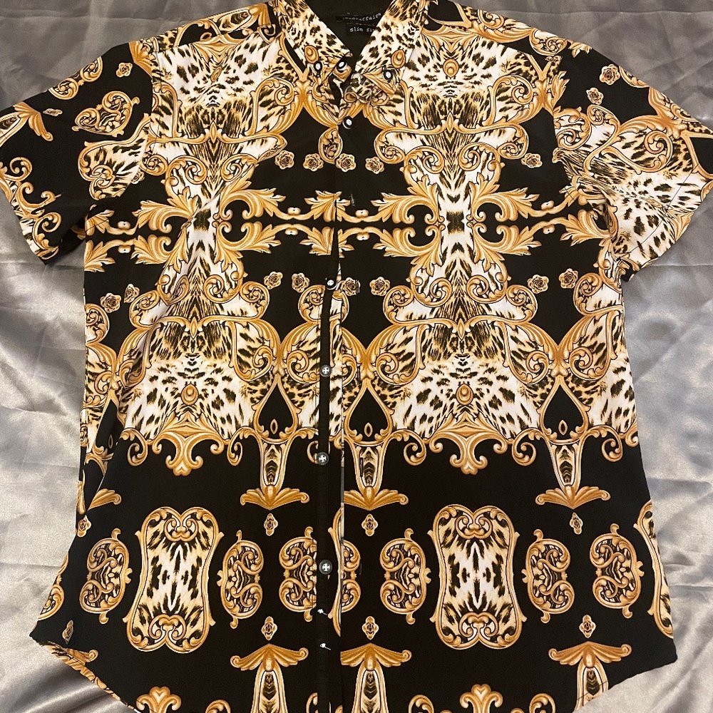 Interaffair Slim Fit Animal Royal Gold Print size Medium